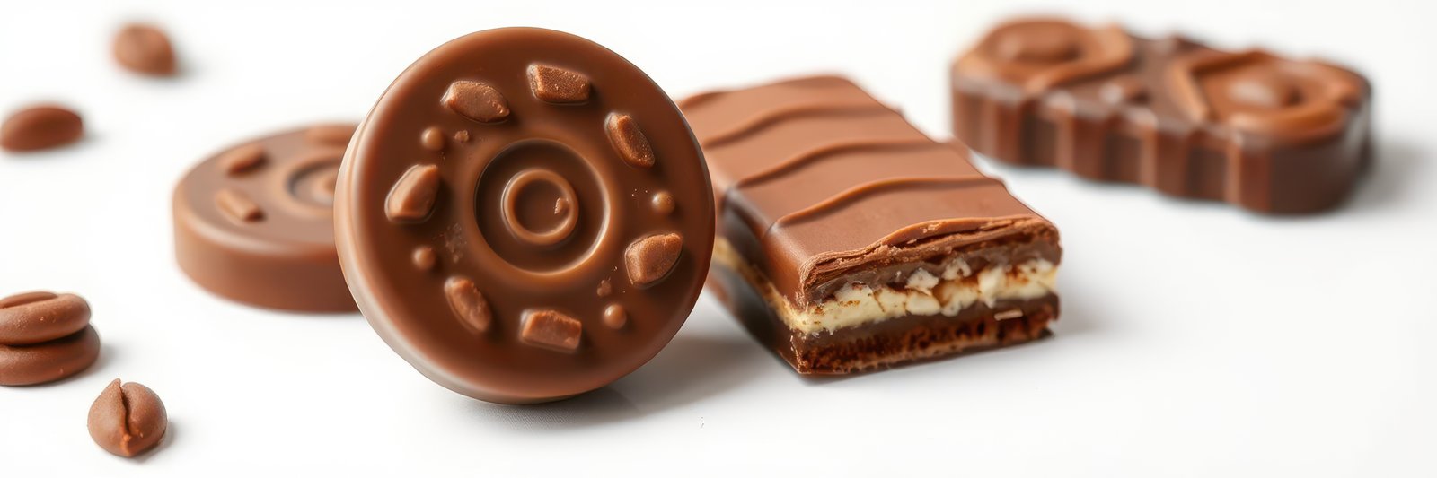 Delicious assortment of chocolate confections arranged elegantly on a white surface